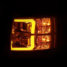 Load image into Gallery viewer, ANZO 111411 07-13 Chevrolet Silverado 1500/2500/3500 Proj Headlights w/ Plank Style Switchback Chrome w/Amb