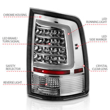 Load image into Gallery viewer, ANZO 311320 2009-2018 Dodge Ram 1500 LED Taillight Plank Style Chrome w/Clear Lens