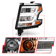 Load image into Gallery viewer, ANZO 111493 2015-2020 Chevy Tahoe Projector Headlights Plank Style Chrome w/DRL