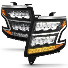 Load image into Gallery viewer, ANZO 111478 15-20 Chevy Tahoe/Suburban LED Light Bar Style Headlights Black w/Sequential w/DRL w/Amber