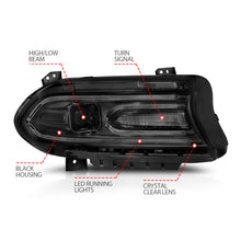 Load image into Gallery viewer, ANZO 121559 2015-2018 Dodge Charger Projector Headlights Plank Style Black