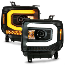 Load image into Gallery viewer, ANZO 111487 2014-2015 Gmc Sierra 1500 Projector Headlight Plank Style Black w/ Switchback (Halogen Type)