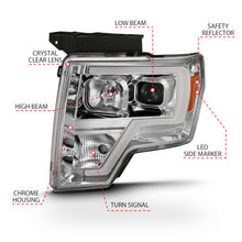 Load image into Gallery viewer, ANZO 111444 2009-2014 Ford F-150 Projector Headlight Plank Style Chrome Amber