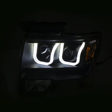 Load image into Gallery viewer, ANZO 111383 2009-2014 Ford F-150 Projector Headlights w/ U-Bar Switchback Black w/ Amber