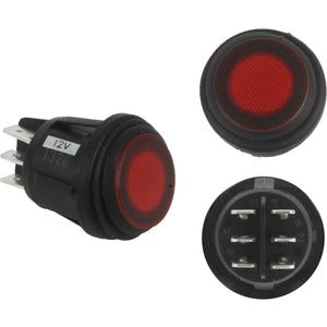 RIGID 3 Position Rocker Switch (On/Off/Backlight) Red Single