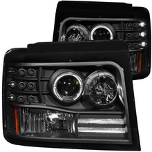 Load image into Gallery viewer, ANZO 111184 1992-1996 Ford F-150 Projector Headlights w/ Halo Black w/ Side Markers and Parking Lights