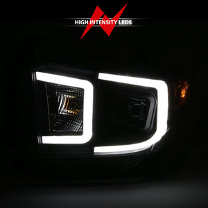ANZO 111414 14-17 Toyota Tundra Plank Style Projector Headlights Black w/ Amber
