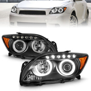 ANZO 121119 2005-2010 Scion Tc Projector Headlights w/ Halo Black (CCFL)