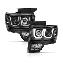 Load image into Gallery viewer, ANZO 111383 2009-2014 Ford F-150 Projector Headlights w/ U-Bar Switchback Black w/ Amber