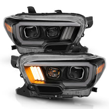 Load image into Gallery viewer, ANZO 111379 2016-2017 Toyota Tacoma Projector Headlights w/ Plank Style Design Black/Amber w/ DRL