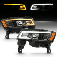 Load image into Gallery viewer, ANZO 111418 2017-2018 Jeep Grand Cherokee Projector Headlights w/ Plank Style Switchback - Black w/ Amber