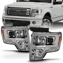 Load image into Gallery viewer, ANZO 111444 2009-2014 Ford F-150 Projector Headlight Plank Style Chrome Amber