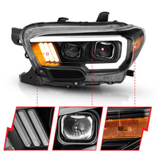 Load image into Gallery viewer, ANZO 111379 2016-2017 Toyota Tacoma Projector Headlights w/ Plank Style Design Black/Amber w/ DRL