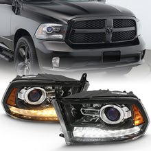 Load image into Gallery viewer, ANZO 111439 2009-2018 Dodge Ram 1500 Projector Plank Style Switchback H.L Halo Black Amber (OE Style)