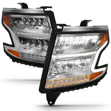Load image into Gallery viewer, ANZO 111479 15-20 Chevy Tahoe/Suburban LED Light Bar Style Headlights w/Sequential Chrome w/Amber