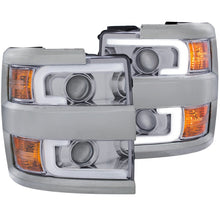 Load image into Gallery viewer, ANZO 111360 2015-2016 Chevrolet Silverado Projector Headlights w/ Plank Style Design Chrome w/ Amber