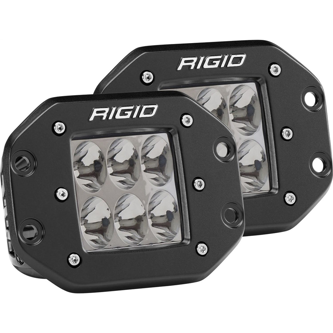 RIGID D-Series PRO LED Light Driving Optic Flush Mount Black Housing Pair