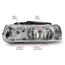 Load image into Gallery viewer, ANZO 111011 1999-2002 Chevrolet Silverado 1500 Crystal Headlights Chrome