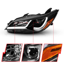 Load image into Gallery viewer, ANZO 121518 Projector Headlights With Plank Style Design Black w/Amber 15-16 Toyota Camry (4DR)