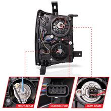 Load image into Gallery viewer, ANZO 111412 14-15 Chevrolet Silverado 1500 Projector Headlights w/ Plank Style Switchback Black w/ Amber