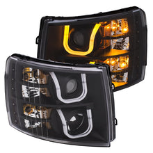Load image into Gallery viewer, ANZO 111384 2007-2013 Chevrolet Silverado 1500/2500 Projector Headlights w/ U-Bar Switchback Black w/ Amber