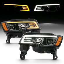 Load image into Gallery viewer, ANZO 111418 2017-2018 Jeep Grand Cherokee Projector Headlights w/ Plank Style Switchback - Black w/ Amber