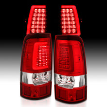 Load image into Gallery viewer, ANZO 311332 1999-2002 Chevy Silverado 1500 LED Taillights Plank Style Chrome With Red/Clear Lens