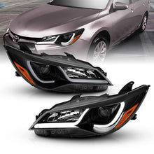 Load image into Gallery viewer, ANZO 121518 Projector Headlights With Plank Style Design Black w/Amber 15-16 Toyota Camry (4DR)