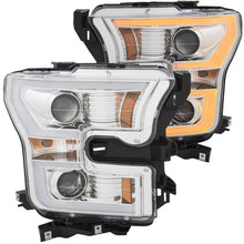 Load image into Gallery viewer, ANZO 111358 2015-2017 Ford F-150 Projector Headlights w/ Plank Style Switchback Chrome w/ Amber