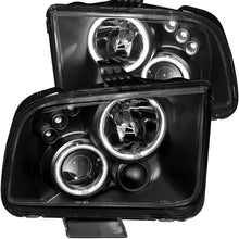 Load image into Gallery viewer, ANZO 121166 2005-2009 Ford Mustang Projector Headlights w/ Halo Black