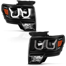 Load image into Gallery viewer, ANZO 111263 2009-2014 Ford F-150 Projector Headlights w/ U-Bar Black