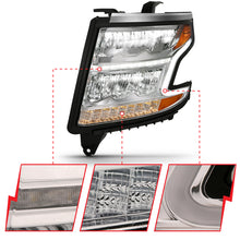 Load image into Gallery viewer, ANZO 111479 15-20 Chevy Tahoe/Suburban LED Light Bar Style Headlights w/Sequential Chrome w/Amber