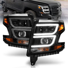 Load image into Gallery viewer, ANZO 111492 2015-2020 Chevy Tahoe Projector Headlights Plank Style Black w/DRL