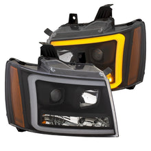 Load image into Gallery viewer, ANZO 111402 07-14 Chevy Tahoe Projector Headlights w/ Plank Style Design Black w/ Amber