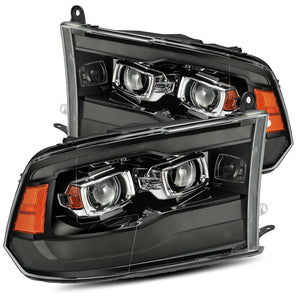 09-18 Ram Truck Projector Headlights Plank Style Design Black w/ Sequential Signal Top/Bottom DRL w/ Smoked Lens