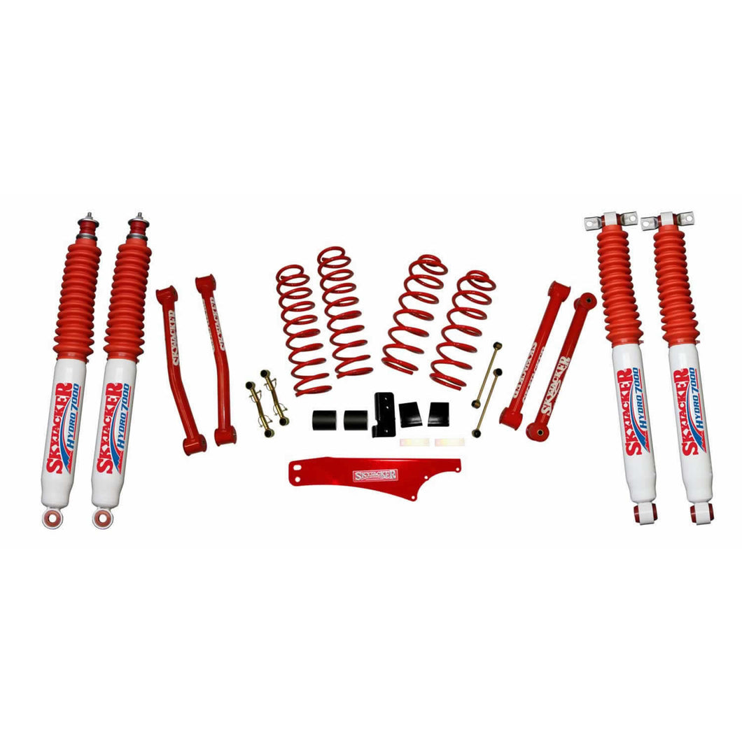 Suspension Lift Kit 07-18 Wrangler JK w/Shock 2.5-3.5 Inch Lift Incl. Rear Track Bar Brace Front And Rear Springs Classic Red Powder Coated Skyjacker