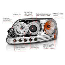 Load image into Gallery viewer, ANZO 111032 1997.5-2003 Ford F-150 Projector Headlights w/ Halo and LED Chrome 1pc