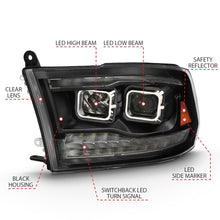 Load image into Gallery viewer, ANZO 111464 2009-2018 Dodge Ram 1500 Led Projector Plank Style Switchback H.L Halo Black Amber (OE Style)