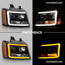 Load image into Gallery viewer, ANZO 111402 07-14 Chevy Tahoe Projector Headlights w/ Plank Style Design Black w/ Amber
