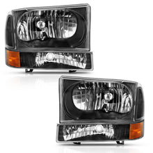Load image into Gallery viewer, ANZO 111457 2000-2004 Ford Excursion Crystal Headlight w/ Corner Light Black Amber (w/o Bulb)