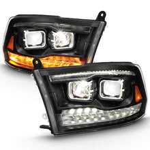 Load image into Gallery viewer, ANZO 111464 2009-2018 Dodge Ram 1500 Led Projector Plank Style Switchback H.L Halo Black Amber (OE Style)