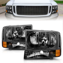 Load image into Gallery viewer, ANZO 111080 2000-2004 Ford Excursion Crystal Headlights Black