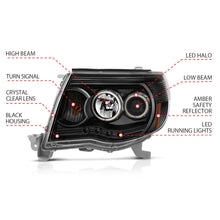 Load image into Gallery viewer, ANZO 121282 2005-2011 Toyota Tacoma Projector Headlights w/ Halo Black