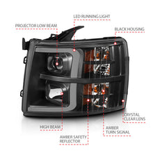 Load image into Gallery viewer, ANZO 111480 07-13 Chevrolet Silverado 3500 Projector Headlights - Black Amber