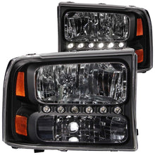 Load image into Gallery viewer, ANZO 111106 2000-2004 Ford Excursion Crystal Headlights Black w/ LED 1pc