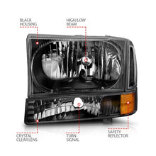 Load image into Gallery viewer, ANZO 111080 2000-2004 Ford Excursion Crystal Headlights Black