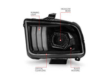 Load image into Gallery viewer, Anzo 05-09 Mustang Projector Headlights W/Light Bar Black Housing