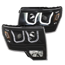 Load image into Gallery viewer, ANZO 111383 2009-2014 Ford F-150 Projector Headlights w/ U-Bar Switchback Black w/ Amber