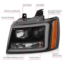Load image into Gallery viewer, ANZO 111402 07-14 Chevy Tahoe Projector Headlights w/ Plank Style Design Black w/ Amber