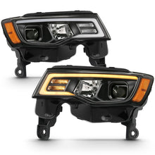 Load image into Gallery viewer, ANZO 111418 2017-2018 Jeep Grand Cherokee Projector Headlights w/ Plank Style Switchback - Black w/ Amber